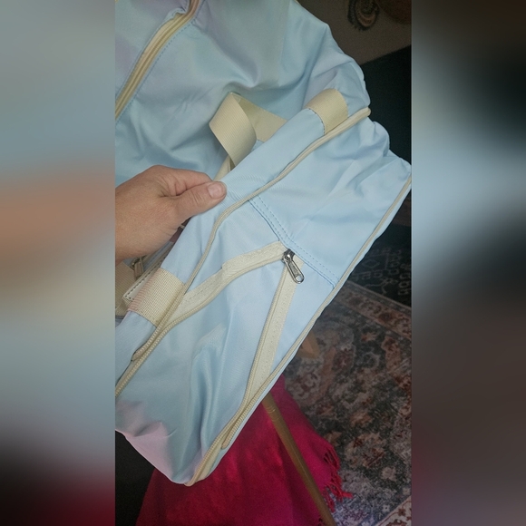 IMIOMO Travel 2 Piece Duffel Weekend Large Overnight Tote Bag.Blue/cream. NWOT - Picture 11 of 16